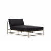 Black Wool & Antique Brass Chaise Lounge