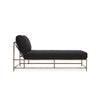 Black Wool & Antique Brass Chaise Lounge