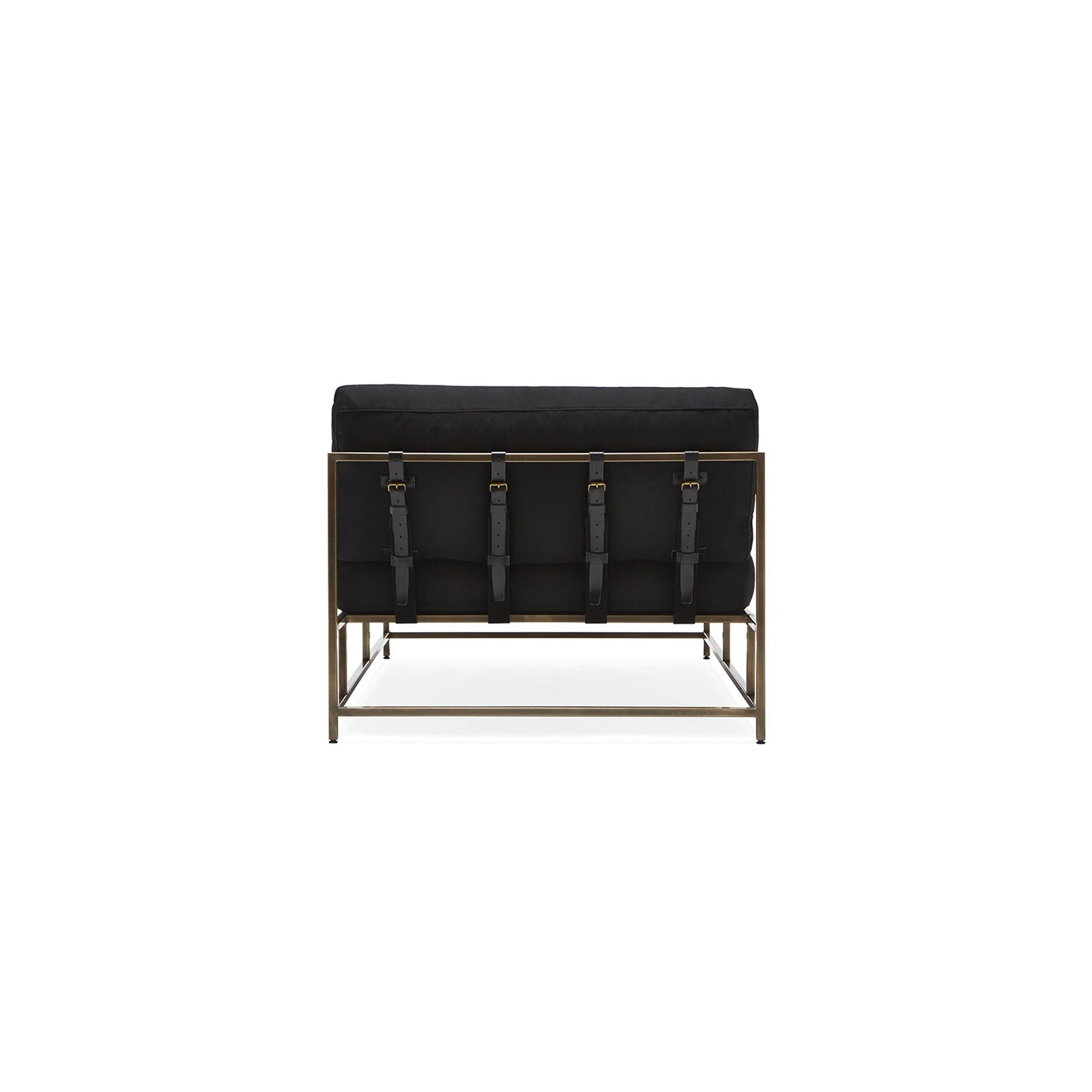 Black Wool & Antique Brass Chaise Lounge